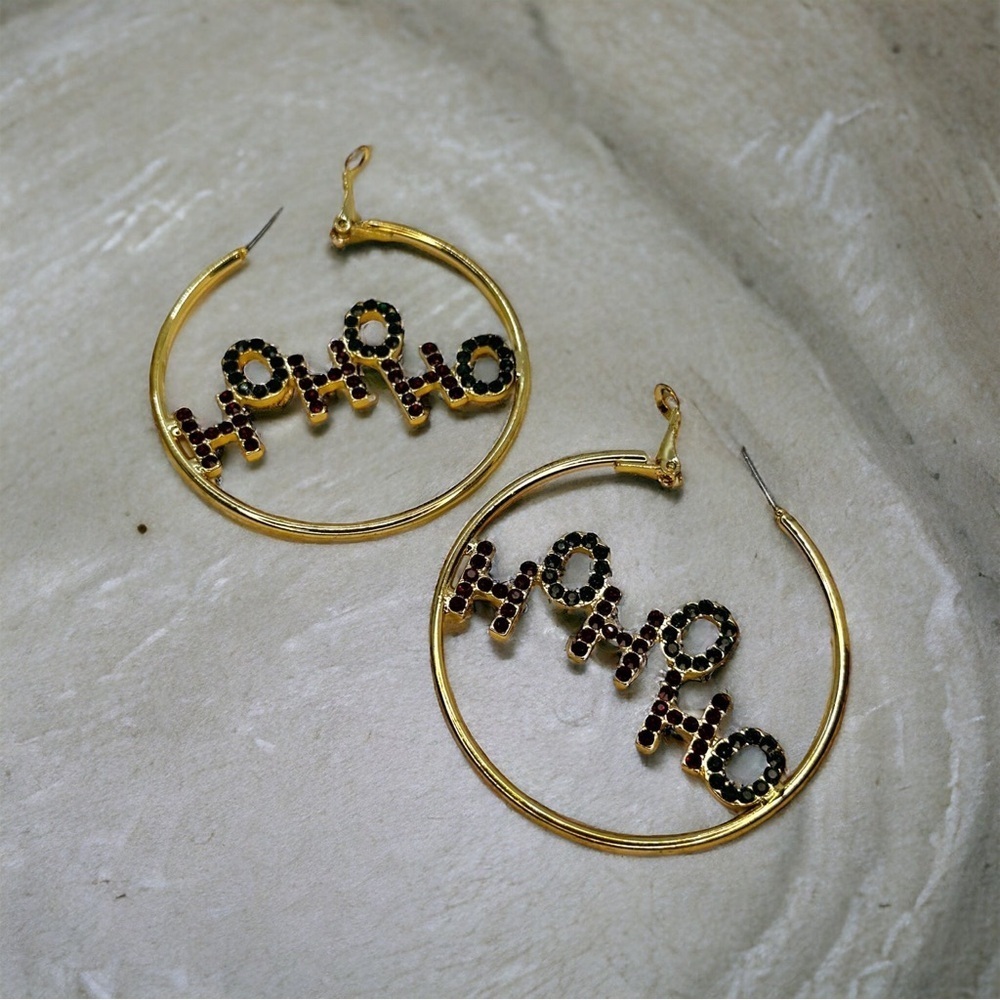 Ho Ho Ho-liday Sparkle: Festive Gold, Red & Green Glitter Hoops! NWT - Picture 2 of 4
